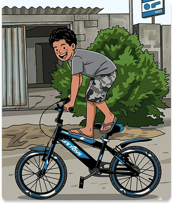 Menino andando de bicicleta